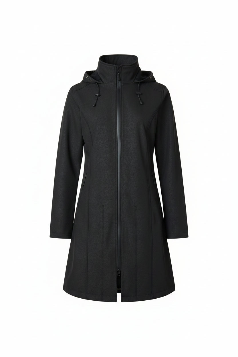 Black waterproof trench on a white background with a structure A line cut