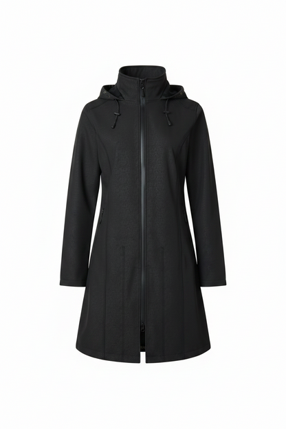 Black waterproof trench on a white background with a structure A line cut