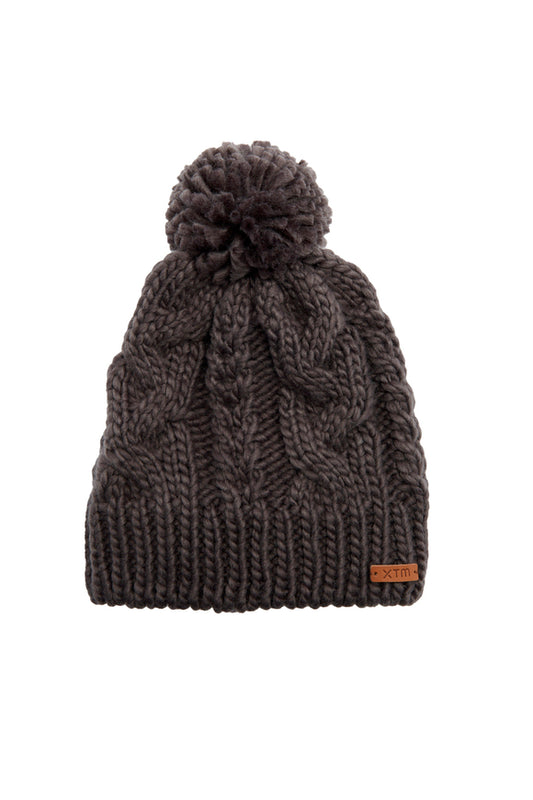 Crystal Womens Chunky Knit Pom Pom Beanie