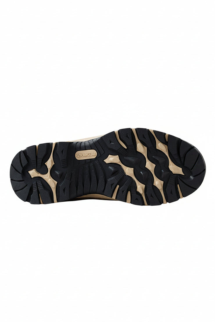 Black and beige sole of a shoe on a white background