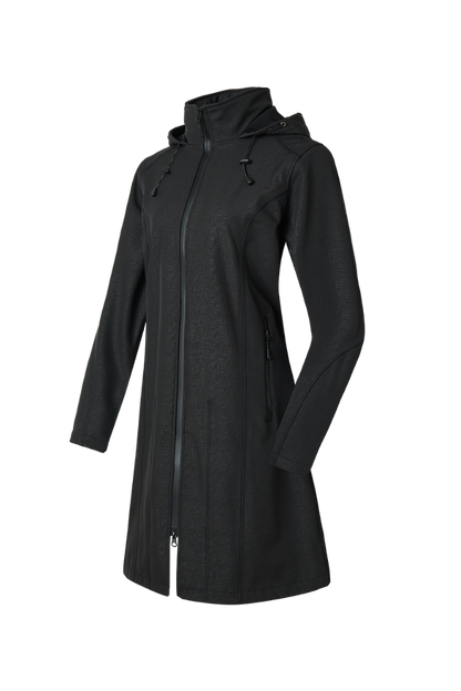 Black coat with a hood on a white background