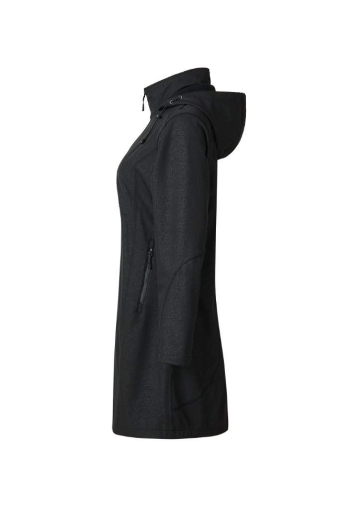 Black hooded jacket on a white background