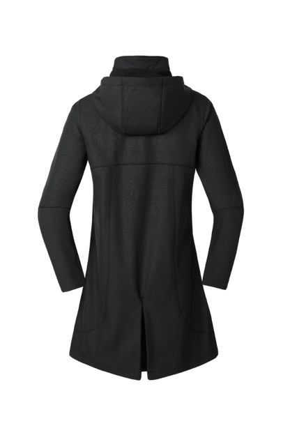 Black coat with a hood on a white background